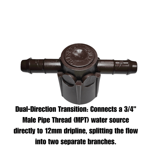 Netafim Techline EZ 12mm Combination Tee dual-direction transition graphic