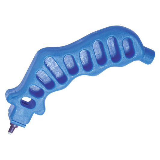 Netafim 1/4" Plastic Handle Punch isolated profile view showing blue grip and metal tip MPN: MTUBEPPUN