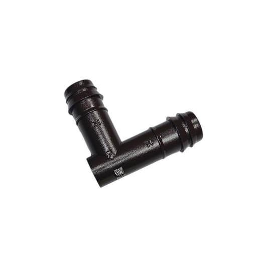 Netafim Techline EZ 12mm Insert Elbow black fitting profile view