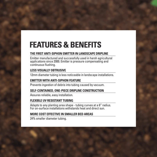 Netafim Techline EZ 12mm Blank Tubing, 250' Roll