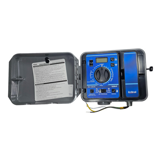 Irritrol Rain Dial 12-Station Controller open cabinet showing wiring MPN: RD1200-EXT