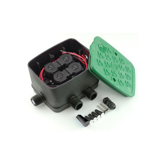 Antelco eZyvalve 4 Zone DC Valve Box with open green lid MPN: 16635