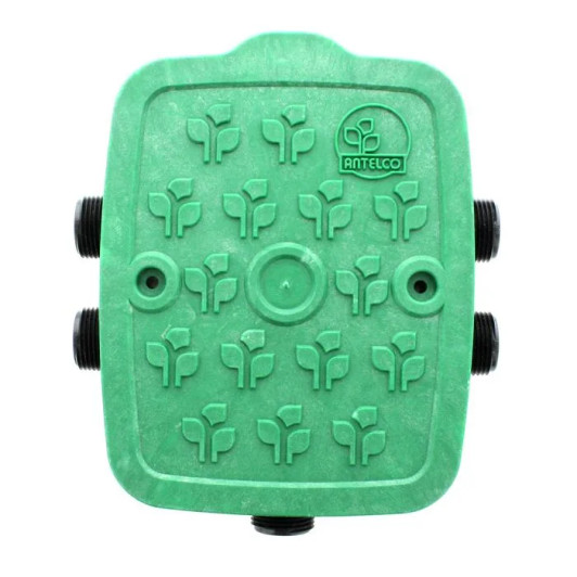 Antelco eZyvalve 4 Zone DC Valve Box top down view of green lid MPN: 16635
