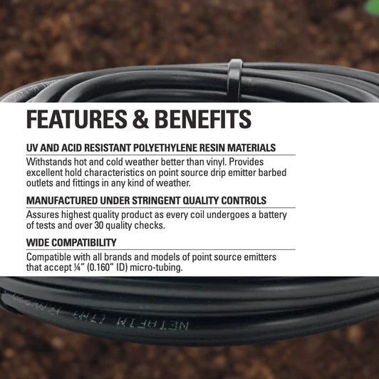 Netafim Black Polyethylene Micro-Tubing .160" x .220"