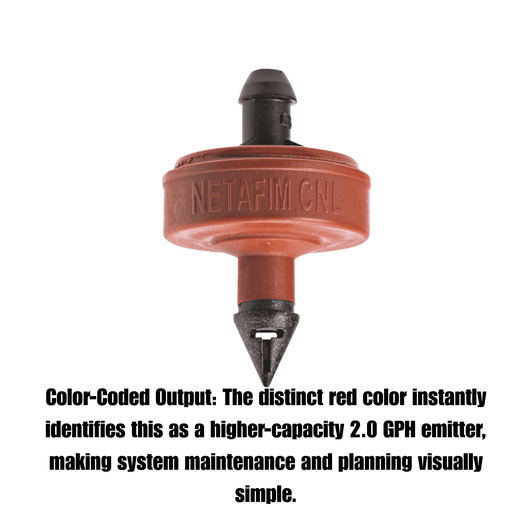 Netafim 2.0 GPH Barb Inlet x .160" Barb Outlet, Red