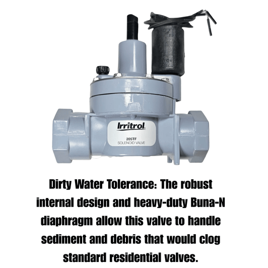 Irritrol 205 Series Valve dirty water tolerance Buna-N diaphragm graphic MPN: 205TF