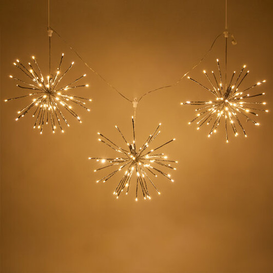 Wintergreen 81714 - 15" Silver Starburst Lighted Branches, Warm White LED, Twinkle, Set of 3