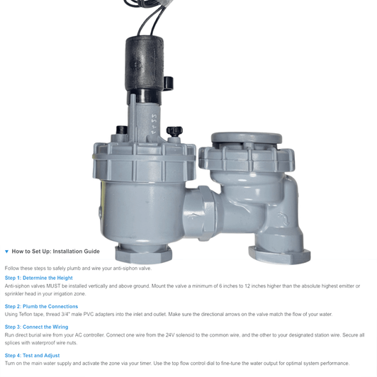 Irritrol 2711DPR - Valve, 3/4", Anti-Siphon, Jartop
