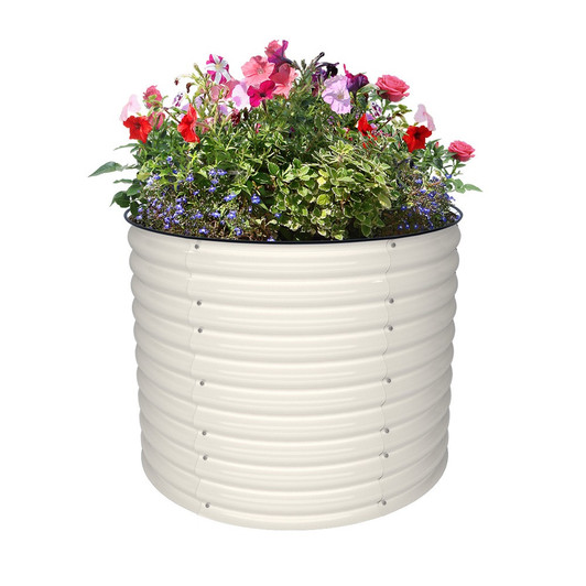 Metal Raised Garden Bed, 32" High by 42" Round - White