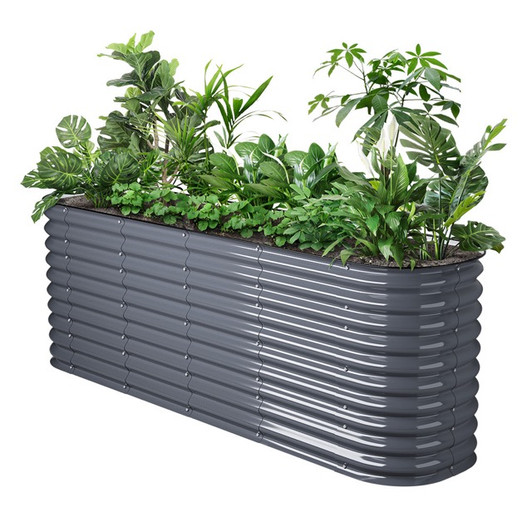 Raised Garden Bed, Metal 32 inch High 96 inch by 24 inch - Grey