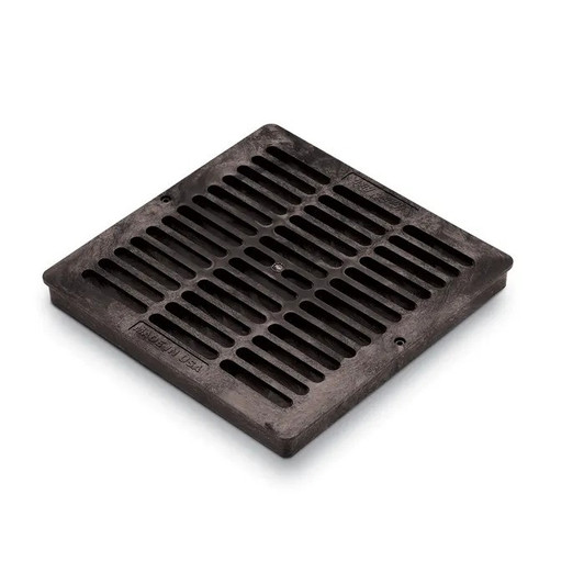 DG12SFB - 12 inch Plastic Square Flat Drainage Grate - Black