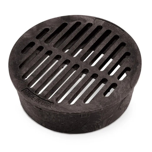 DG6RFB - 6 inch Plastic Round Flat Drainage Grate - Black