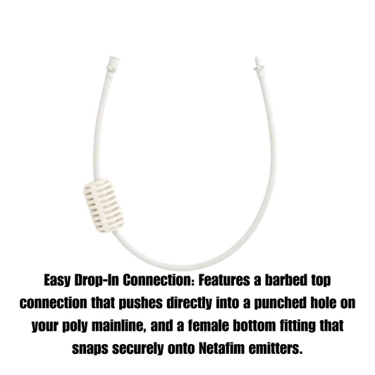 Netafim Micro-Sprinkler and Fogger Hanging Assembly easy snap-in connection feature text
