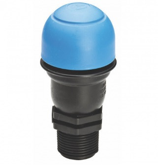 Netafim Guardian Air/Vacuum Relief Vent standard profile with blue cap and black body