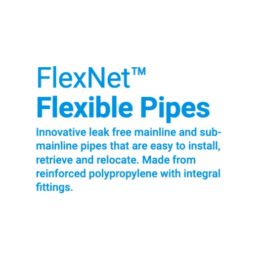 Netafim FlexNet Pipe infographic detailing flexible polypropylene design