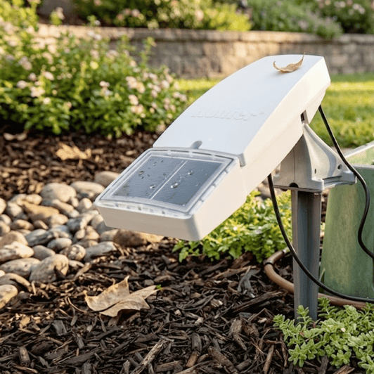 Hunter Node-BT Solar Panel garden installation angled toward the sun MPN: SPNODEBT