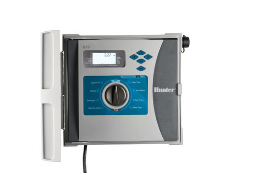 Hunter ICC2 8-Station Plastic Controller front view with open door MPN: I2C800PL