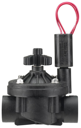 Hunter 1 inch ICV AC Globe Valve close up of flow control and solenoid