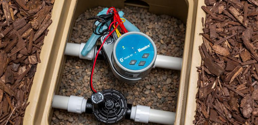 Hunter Node-BT 1-Station Timer installed in an underground valve box MPN: NODEBT100VALVE