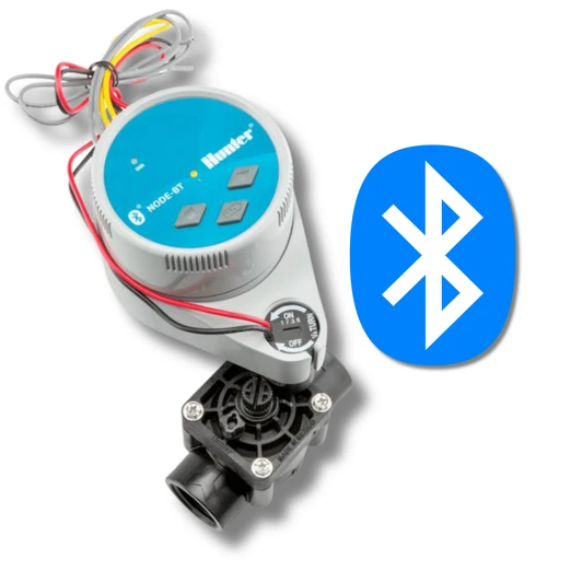 Hunter Node-BT 1-Station Timer with Bluetooth logo and valve MPN: NODEBT100VALVE