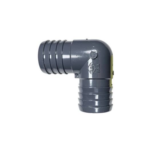 A top-down product photo of the 1 1/2" DURA Barbed Elbow (1406-015) on a white background.