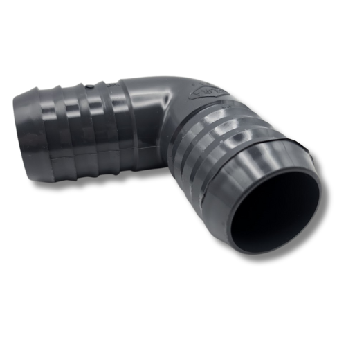 Dura 1 1/4" Barbed Elbow | 90-Degree Poly Pipe Fitting | Made in USA
Navigate sharp corners in your irrigation system with ease using the Dura 1 1/4" Barbed Elbow. This heavy-duty 90-degree fitting is expertly designed to connect two lengths of 1 1/4" polyethylene or poly pipe, ensuring a secure, leak-proof turn. As the slogan says, "When Quality Counts, Don't Compromise." This fitting, proudly made in the U.S.A. by Dura Plastic Products, features deep, sharp barbs that grip tubing tightly for a reliable connection that lasts. It's the perfect solution for sprinkler systems, drip irrigation mainlines, and other outdoor watering projects requiring a sharp change in direction.

Key Features:

Brand: Dura Plastic Products

Product: 90-Degree Barbed Elbow

Size: Fits 1 1/4" Polyethylene Pipe

Durable Construction: Made from high-quality, weather-resistant plastic for long-term performance.

Secure Connection: Features sharp, deep-set barbs for a superior grip and a leak-proof seal, often eliminating the need for clamps.

Easy Installation: Simply push the poly pipe firmly over the barbed ends for a quick and secure fit.

Made in the U.S.A.: Ensures top-tier manufacturing standards and product quality.

Dura 1 1/4" PVC Insert Coupling side profile view showing the central hexagonal nut grip MPN: 1406-012