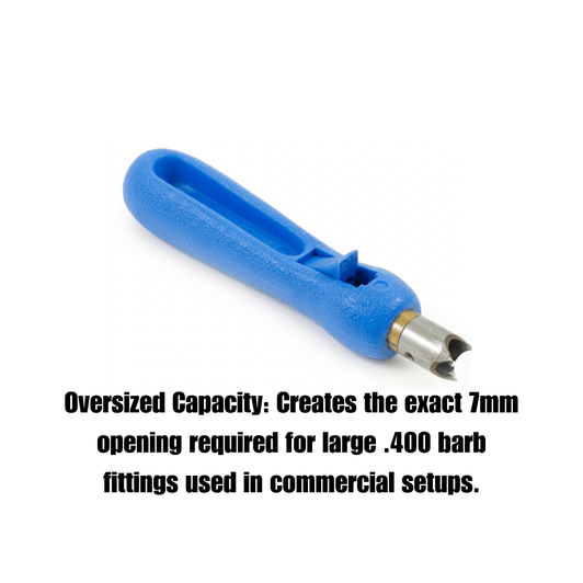 Netafim 7mm Punch infographic detailing 7mm opening for large .400 barb fittings MPN: PPPUNCH-7