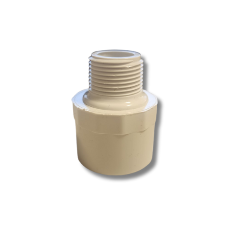 Dura 1" Insert x 3/4" MPT Adapter features infographic showing UV resistance and easy install MPN: 1436-102