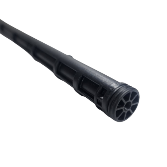 A close-up highlighting the strong, reinforced design of the Teco Ultra Stake. It is engineered to be easily pressed into firm soil without bending or breaking.