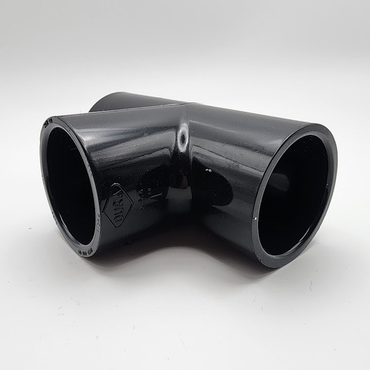 Dura 1" Deep Socket PVC Tee perspective view showing smooth interior slip surfaces MPN: 401-010B