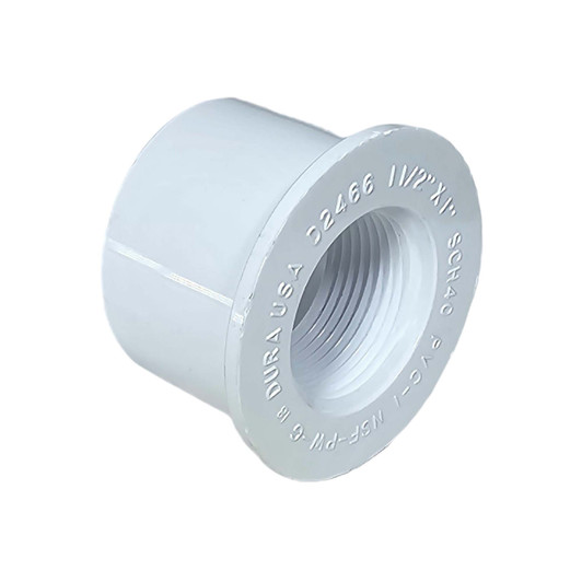 Dura Spigot x FPT Bushing angled view showing internal female pipe threads