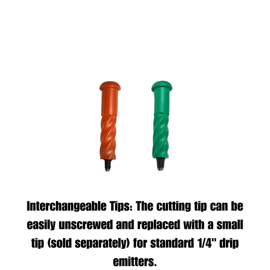 DripWorks Adjustable Punch interchangeable orange and green tips infographic MPN: ML-AMP-4