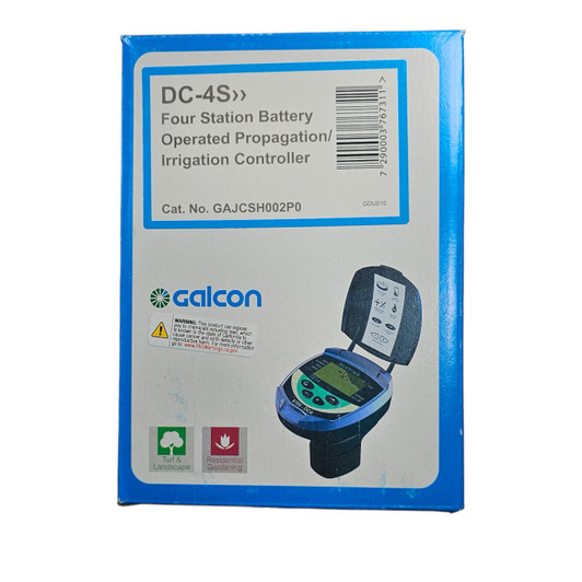 Galcon 4-Station Battery Controller in blue retail packaging box MPN: GAJ4S0002P0