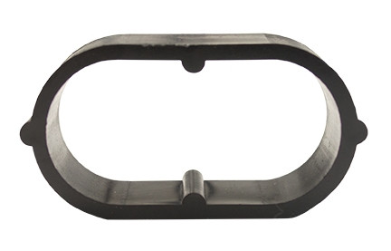 Generic 3/4" Figure 8 End Closure, flat view of black plastic tubing termination ring MPN: CF834