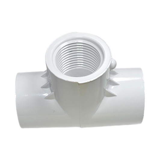 PVC 1" Tee top-down view looking into the threaded female outlet