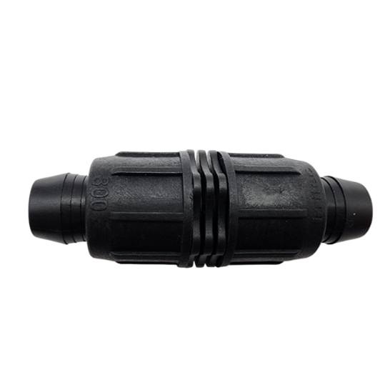 A straight side-profile of the Irritec Easy-Loc irrigation repair coupler (A1-HC800) on a white background.