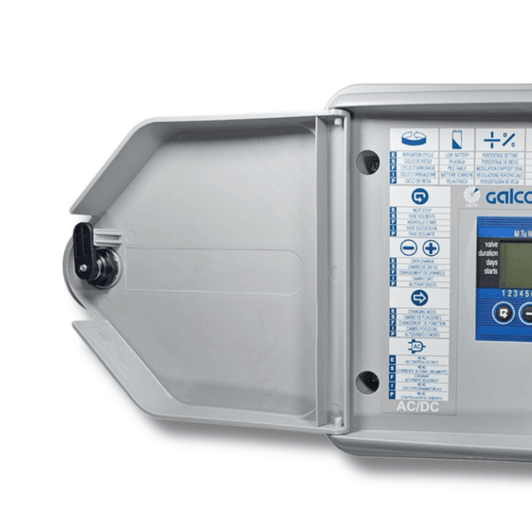 Galcon 6256S Controller close-up angled left view of the open inner hinge MPN: GAD6S0002S4