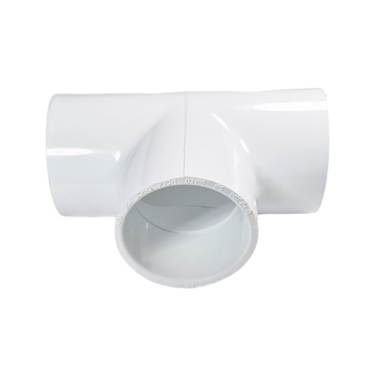 Angled view of 1/2 inch PVC Tee showing smooth slip socket opening