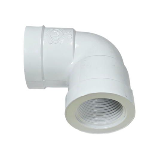 Close-up of Dura 1/2" PVC Tee x 90° Elbow showing smooth interior slip surfaces MPN: P12T90-10