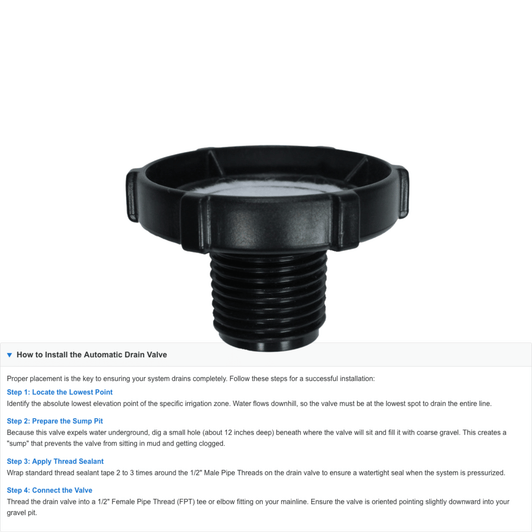 Orbit 1/2" Plastic Drain Valve shown with related product links MPN: 51240
