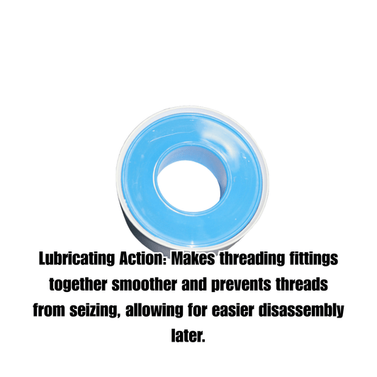 DripWorks Thread Sealant Tape infographic detailing smooth lubricating action