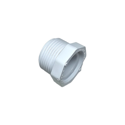 Dura 1" MPT PVC Plug side profile of threaded irrigation fitting MPN: 450-010