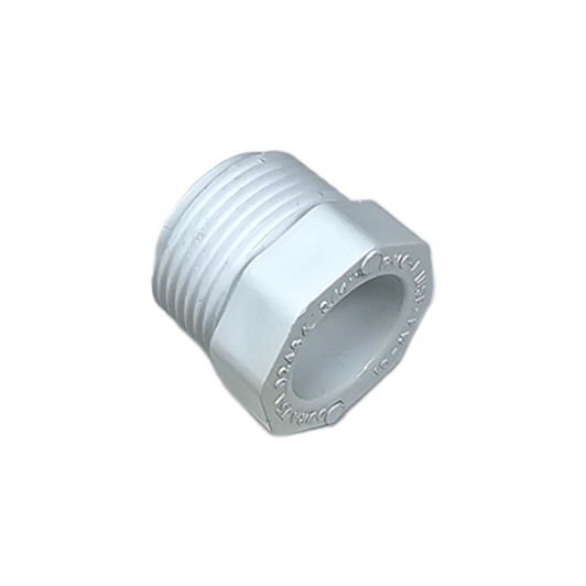 A durable Dura Schedule 40 PVC Male Pipe Thread (MPT) Plug. Its square or hex head is designed for easy installation and removal with a wrench.