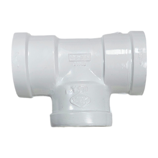 An isometric view of the Dura 3/4" All Female Threaded Tee, part number 405-007. This versatile Schedule 40 fitting is ideal for building irrigation manifolds and other complex plumbing assemblies.
