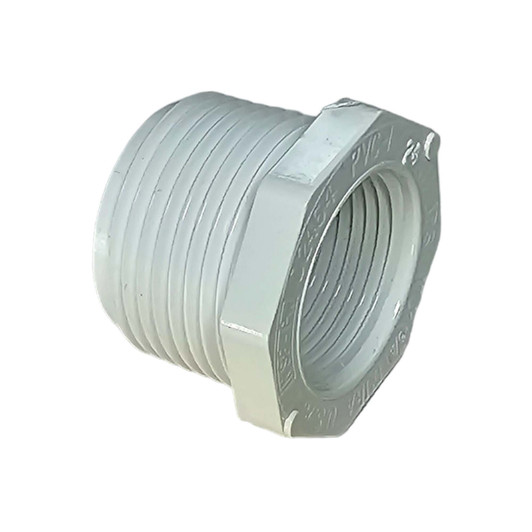 This Dura Schedule 40 PVC Threaded Reducer Bushing features male pipe threads (MPT) on the outside and female pipe threads (FPT) on the inside, making it perfect for connecting different-sized threaded pipes.
