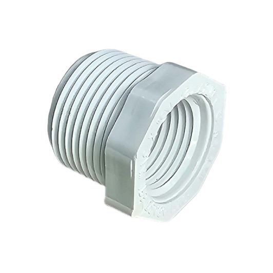 Dura 2" MPT x 1 1/2" FPT PVC Reducing Bushing bottom-up view of the Schedule 40 PVC construction