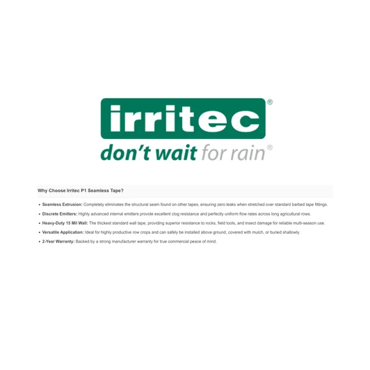 Irritec P1 Emitter Tape (1000' Roll)