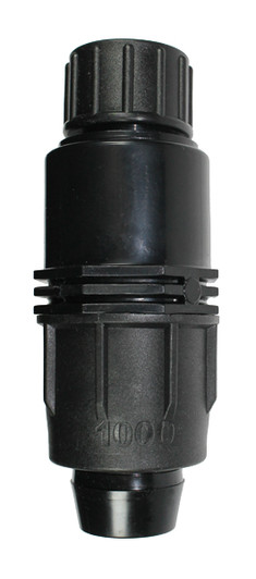 Irritec Easy Loc Female Hose Start, close-up view of 1-inch black locking nut MPN:ELFH1