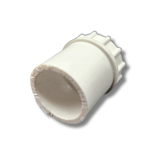 Dura 1/2" Slip x 3/8" FPT PVC Reducer Bushing top-down view into the 3/8 inch threaded opening