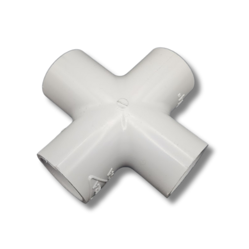 Dura 3/4 inch Schedule 40 Cross fitting angled profile view